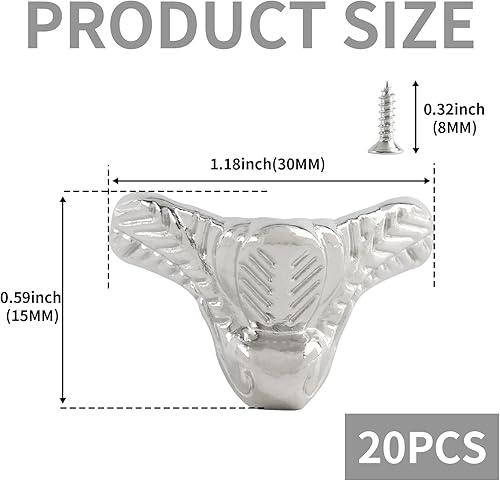 Miniatura 9 de VinBee Caja de madera de latón antiguo, caja de almacenamiento para joyas, 20 unidades, protector de esquina para patas