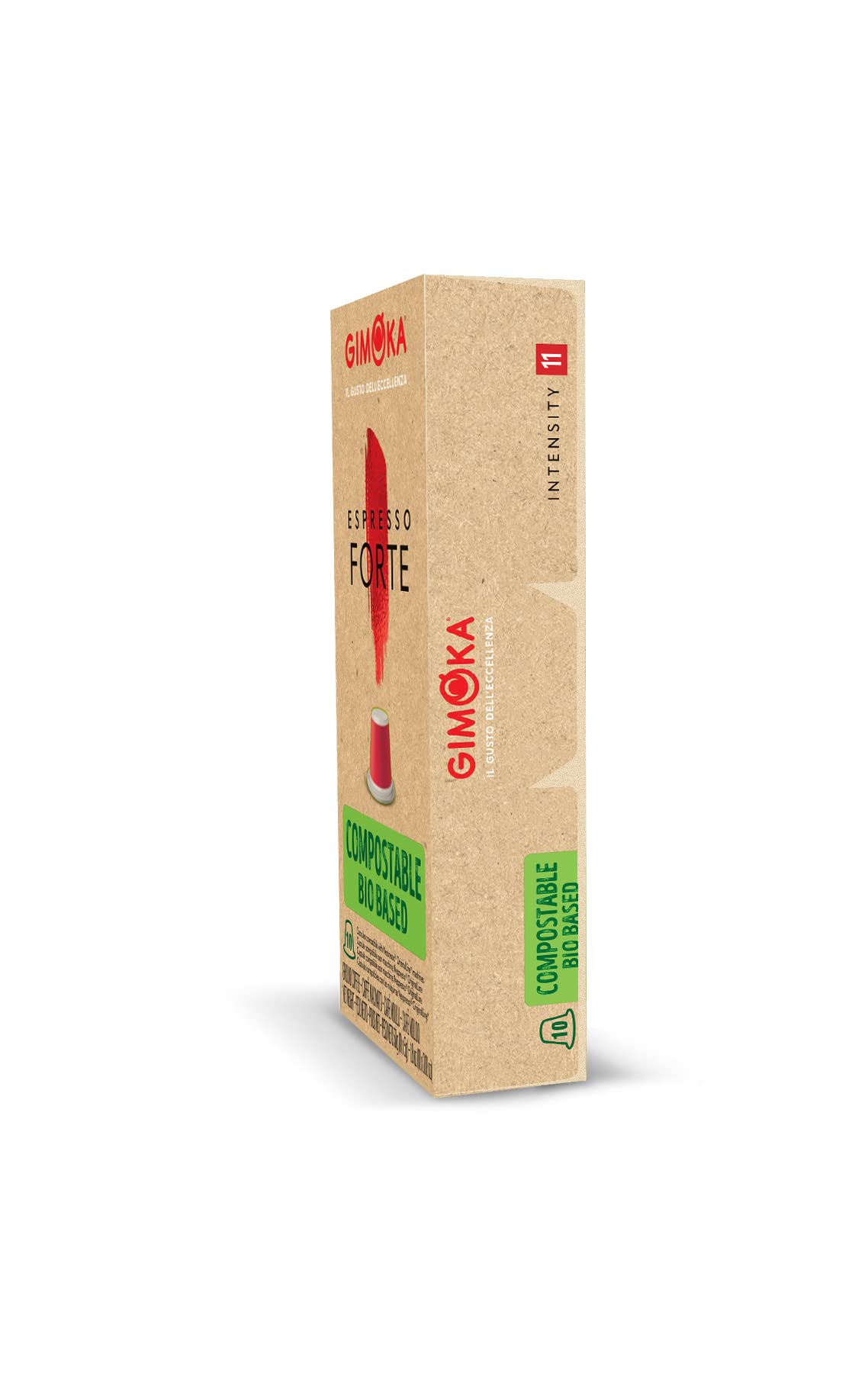Gimoka - Compatibile Per Nespresso - Capsule Compostabili - 100 Capsule - Gusto FORTE - Intensità 11 - Made In Italy (Confezione da 2)