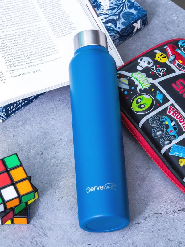 Image of Servewell 1 pc Sleek - SS Single Wall Bottle 600 ml - Imperial Blue