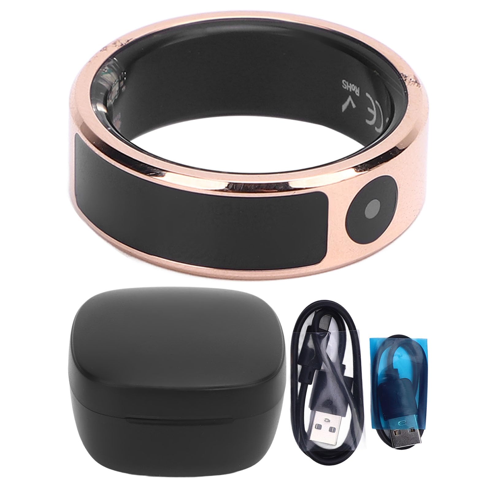 Sxhlseller Anneau Intelligent avec écran Tactile Couleur, Tracker d'activité en Acier Inoxydable de 50 M pour la Natation, la Course à Pied, Téléphone pour la