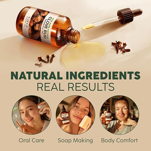 Miniatura 5 de Kukka - Aceite esencial de clavo para el cuidado bucal de dientes y encías, 100% natural, aceite para cabello y piel, aroma cálido y especiado,