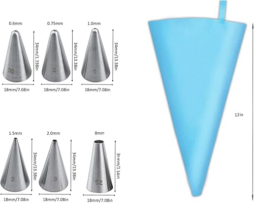 Miniatura 4 de Royal Icing - Juego de bolsas y puntas con 6 puntas pequeñas para escribir, decoración de galletas de azúcar, macarrones, 1 bolsa de glaseado