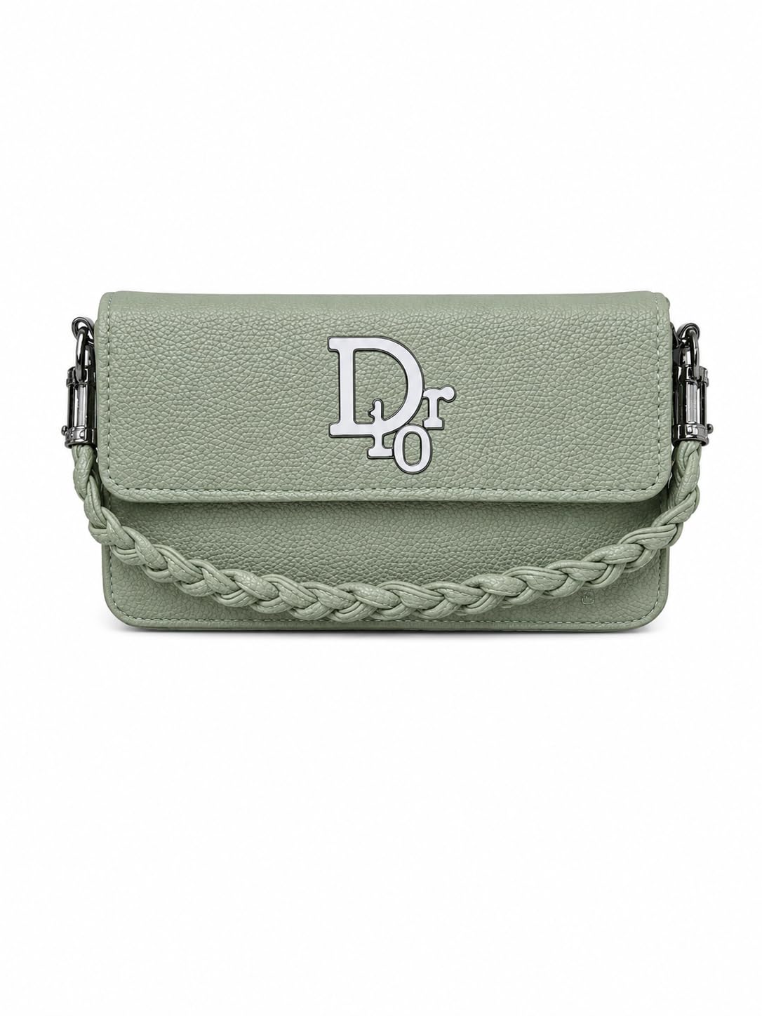 Women's White Clutch Sling Handbag with Braided Strap-image-10