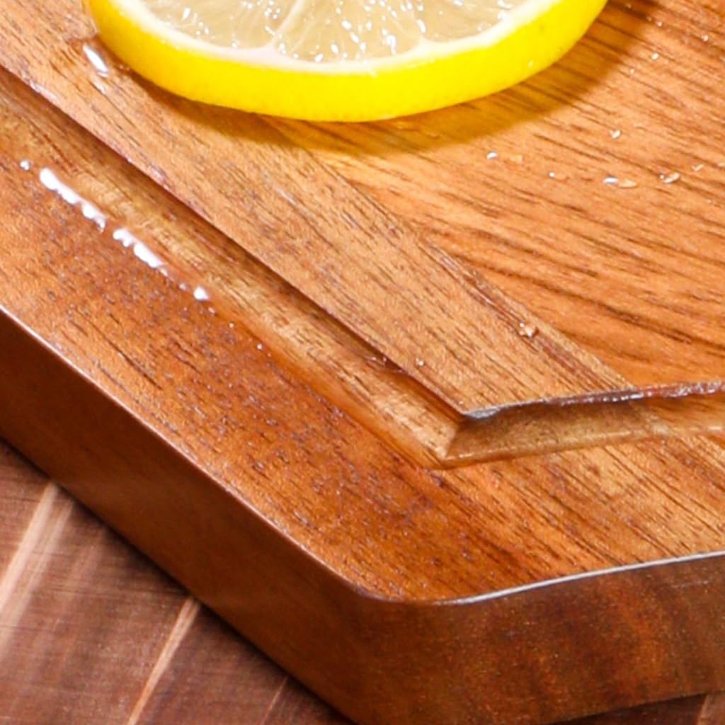 Tabla de Cortar de Madera, Tabla de Queso Madera Acacia con Asas Cortar(39 * 24 * 2cm)