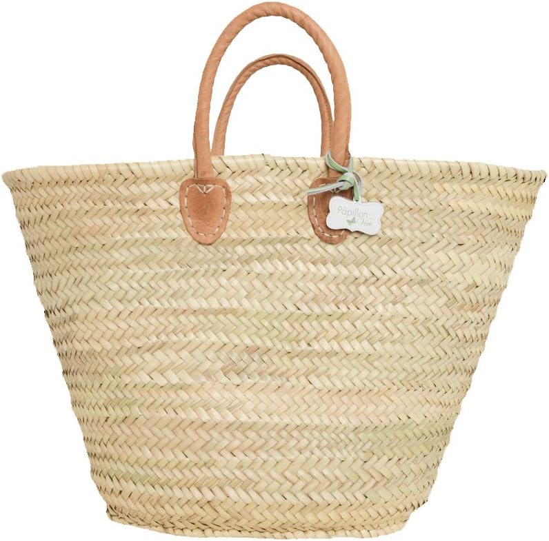 Olivia Large Traditional Basket Bag with Short Padded Tan Leather Handles