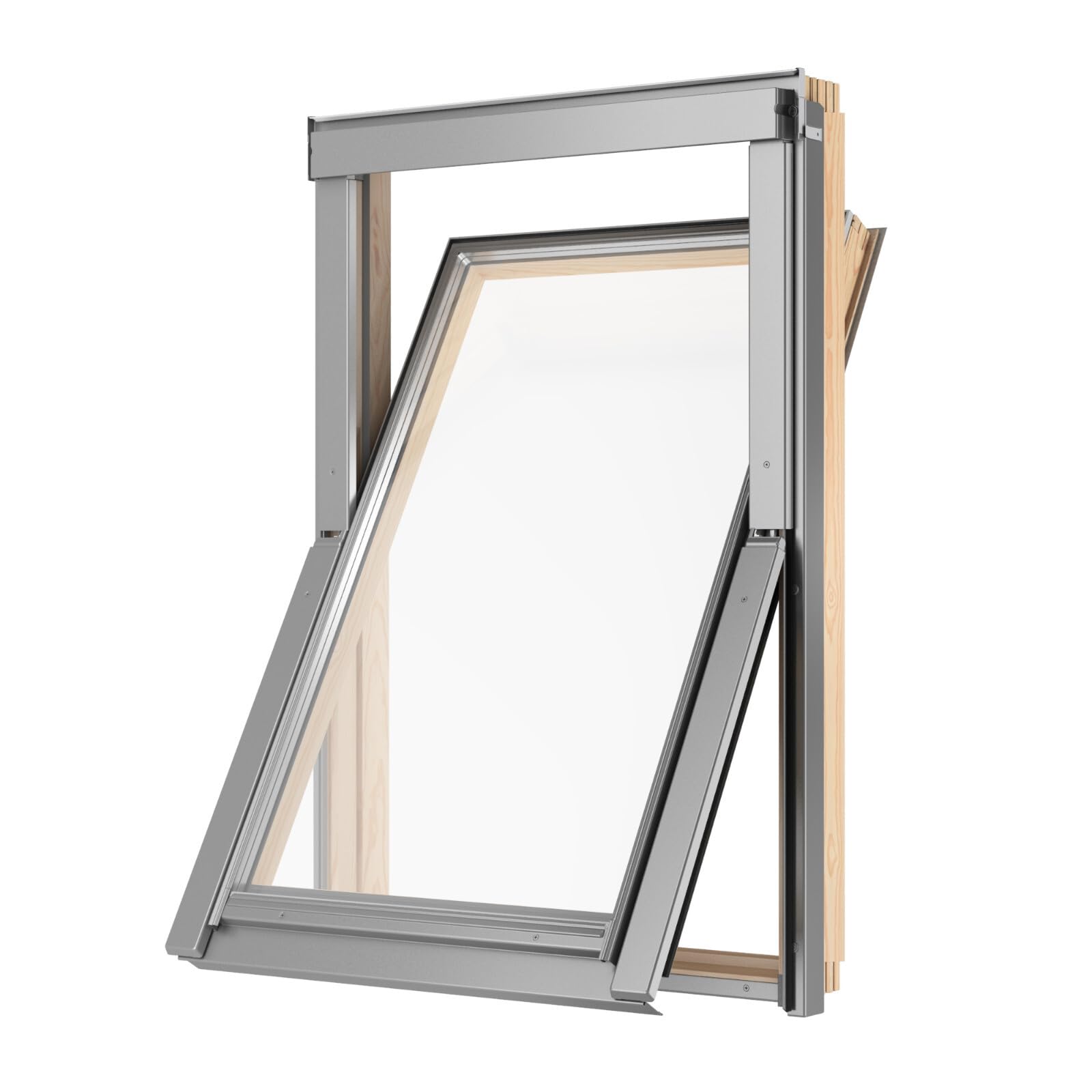 Lucernario Velux Gruppe 78 x 118 cm RoofLITE+ | Finestra con doppia vetratura | Finestra obliqua in legno | Finestra basculante inclusa di telaio per copertura in tegole (fino a 50 m+ Set di