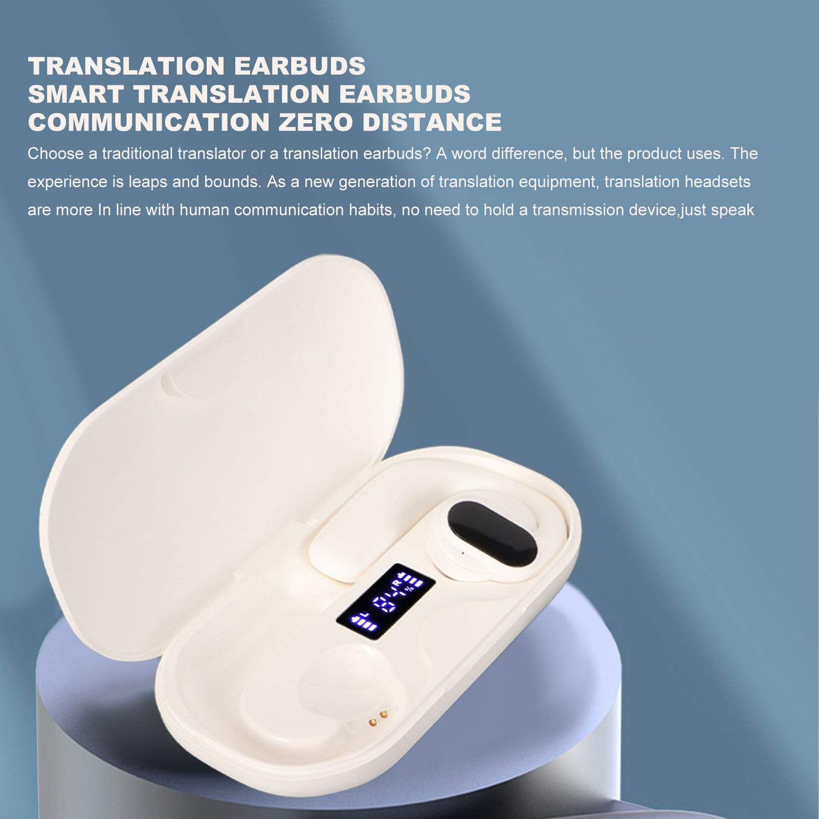 Septpenta S901 Słuchawki Douszne Z Tłumaczem, 144 Tłumaczenia Językowe, 3 Tryby, Dźwięk Stereo Słuchawki Douszne Bluetooth 5.3, Obuuszna Kontrola Odcisków Palców W Biurze(Biały)