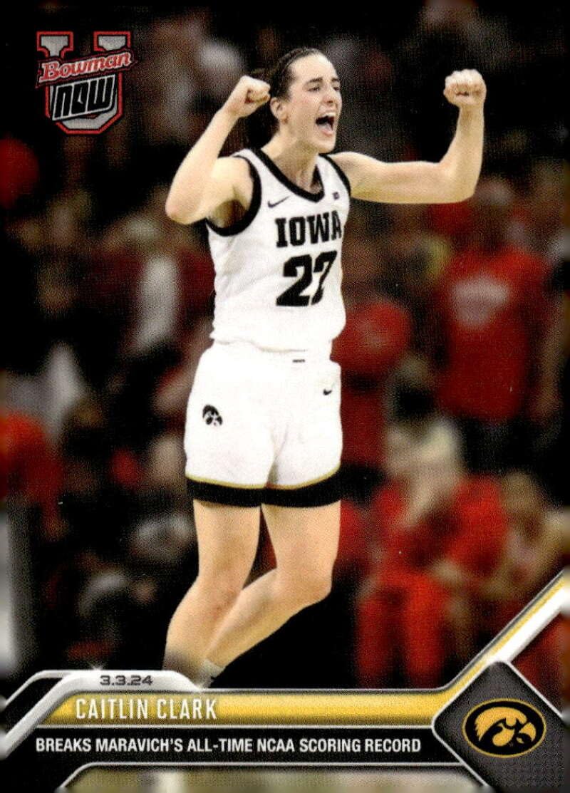 CAITLIN CLARK RC 2024 Bowman U NOW All-Time NCAA Scorer #61 Pre-Rookie Iowa NIL NM-MT PR:51861