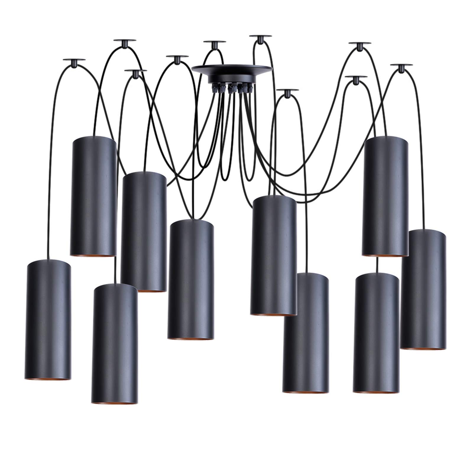 Lampe suspendue noire avec fil de 2m pour éclairer un îlot de cuisine moderne