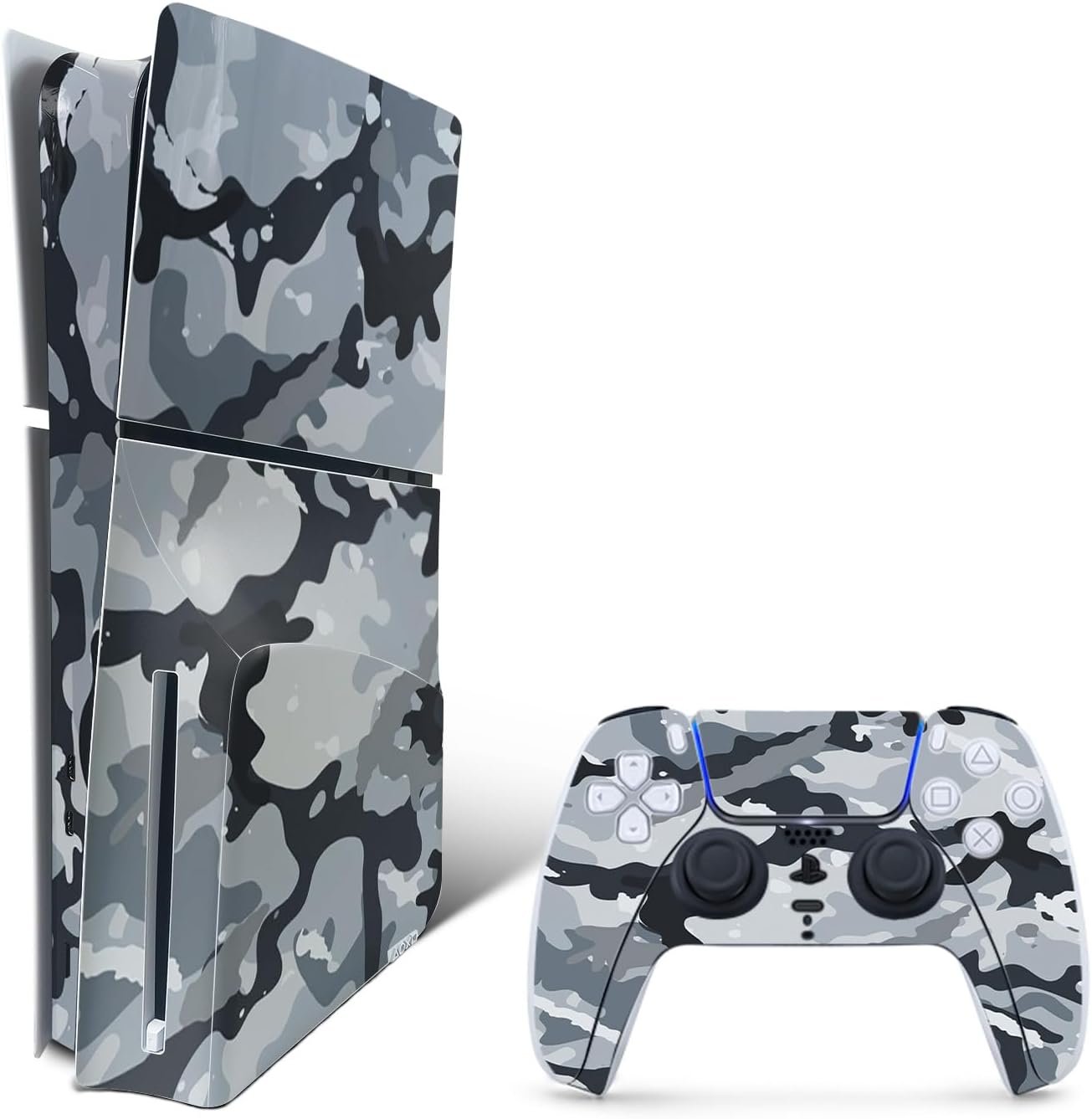 MightySkins Skin Compatible with Playstation 5 Slim Disk Edition Bundle - Gray Camouflage | Protective, Durable, and Unique Vinyl Decal wrap Cover | Easy to Apply | Made in The USA