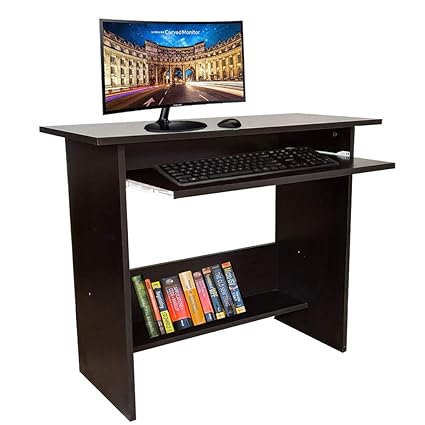 AAROORA Engineered Wood Computer Table with Keyboard Drawer Desk | Desk for Home and Office | Matte Finish Visual Feature of a Room | Comfort and Usability (Wenge Colour)