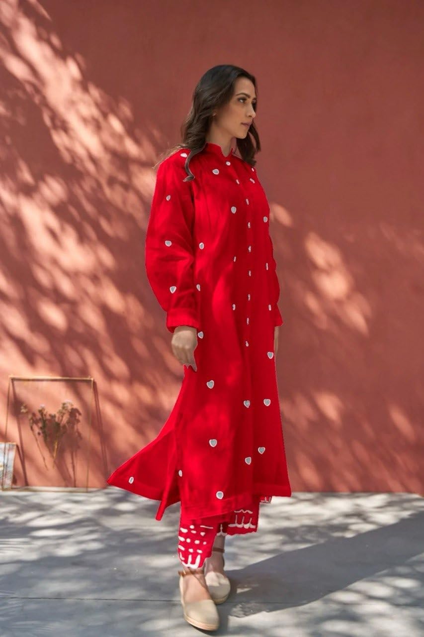 Women's Rayon Kurta & Palazzo Ebroidered Long Kurta |Button-Down Ethnic Kurti for Casual & Festive Wear