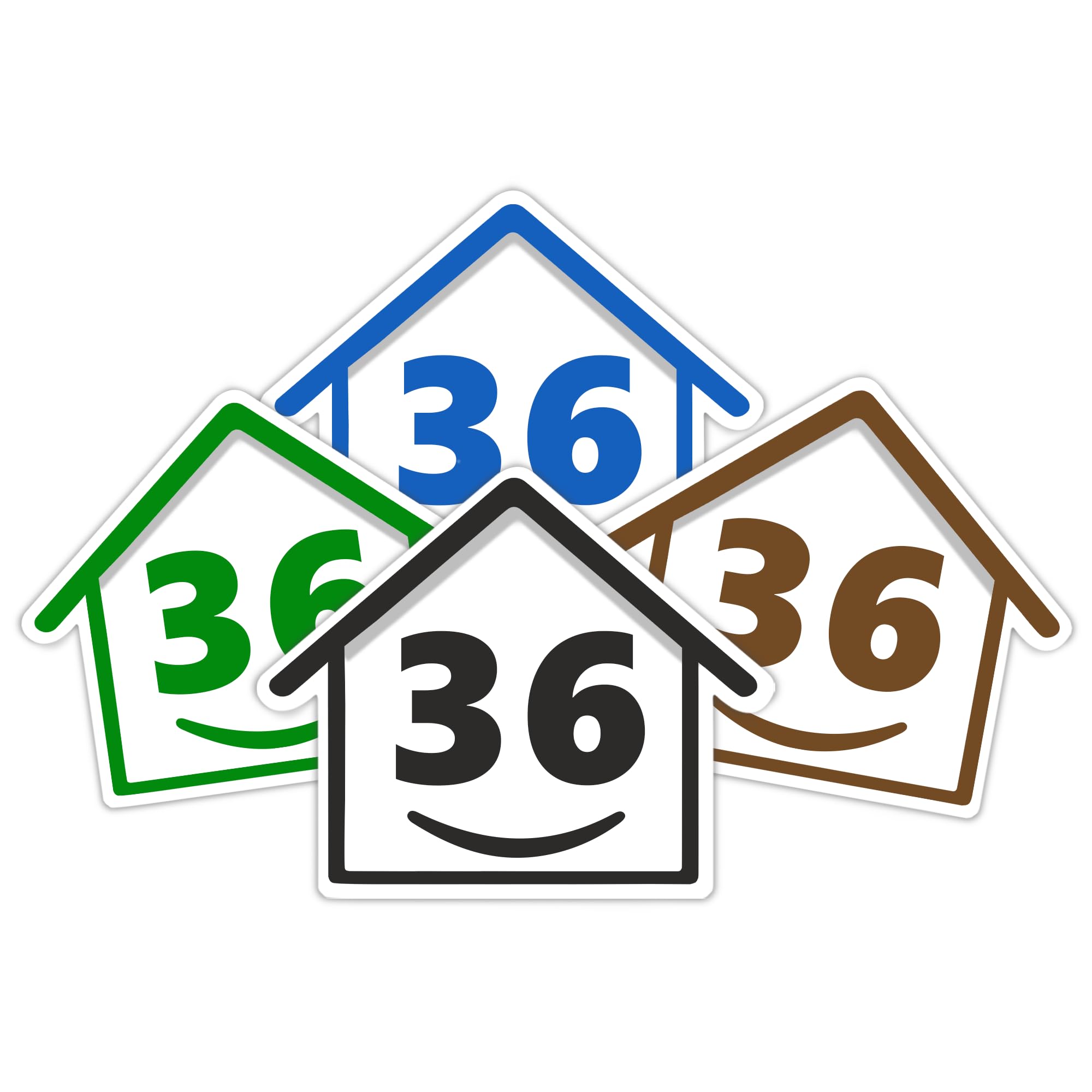 4 x Bin Numbers for Wheelie Bins, 1-99, 15cm ‘Happy House’ Colour Design Dustbin Stickers, Easy Application Stick On Number Stickers - Weatherproof Self Adhesive Vinyl – Blue, Black, Green, Brown (25) — view 87