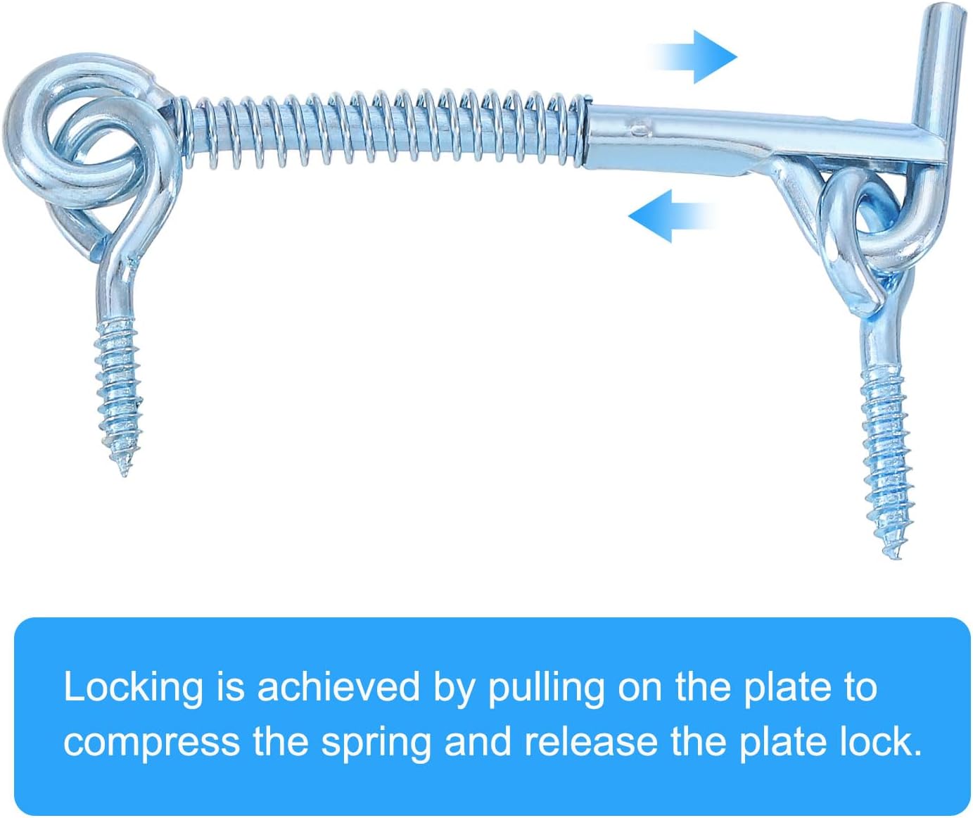 2Pcs Safety Hook and Eye Latch, 3" Iron Gate Hook and Eye Latch with Spring Lock for Family Farm Gate, Bathroom Doors, Barn Doors