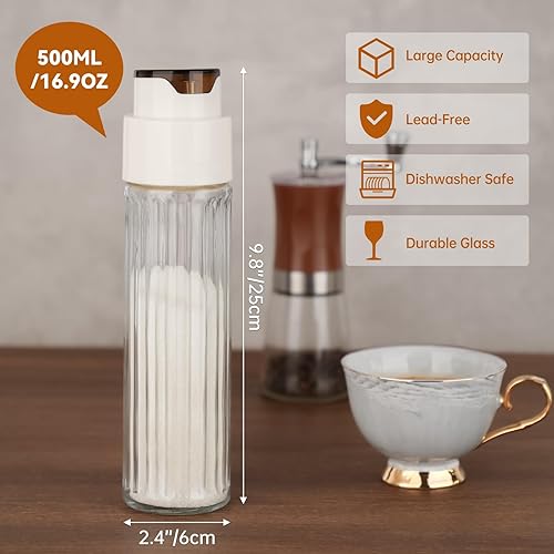 Miniatura 5 de NiHome 16.9 OZ Sugar Dispenser with Automatic Pouring Switch for Home, Kitchen, Coffee Station, Large Capacity Glass Jar for Sugar, Coffee Creamer