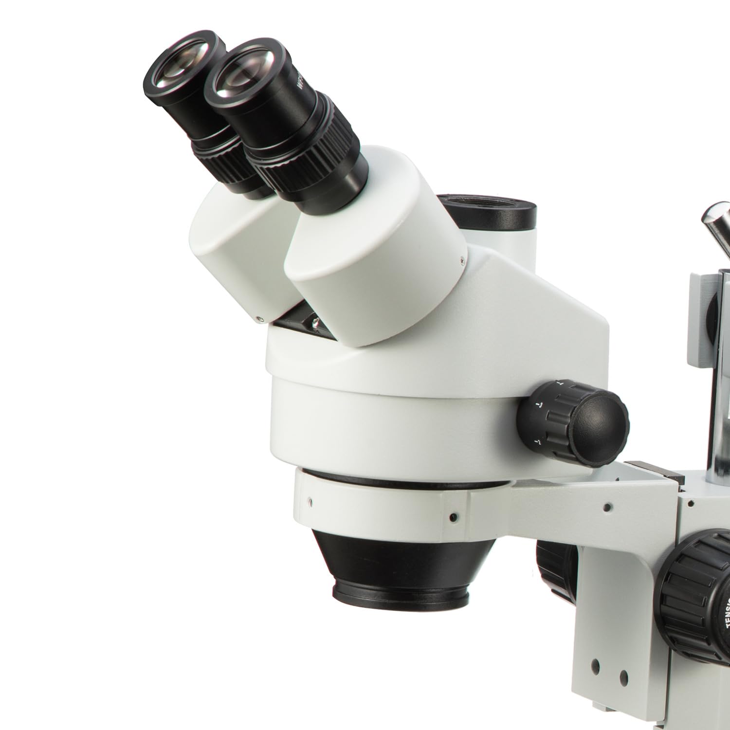 SWIFT S7 3.5X-90X Professionelles Simul-Fokal Trinokular Stereo-Zoom-Mikroskop mit WH10x-Okularen, 0,7 x 4,5 x Objektiv, 144 LED-Ringlicht, einarmiger Galgenständer, inklusive 0,5 x und 2,0 x