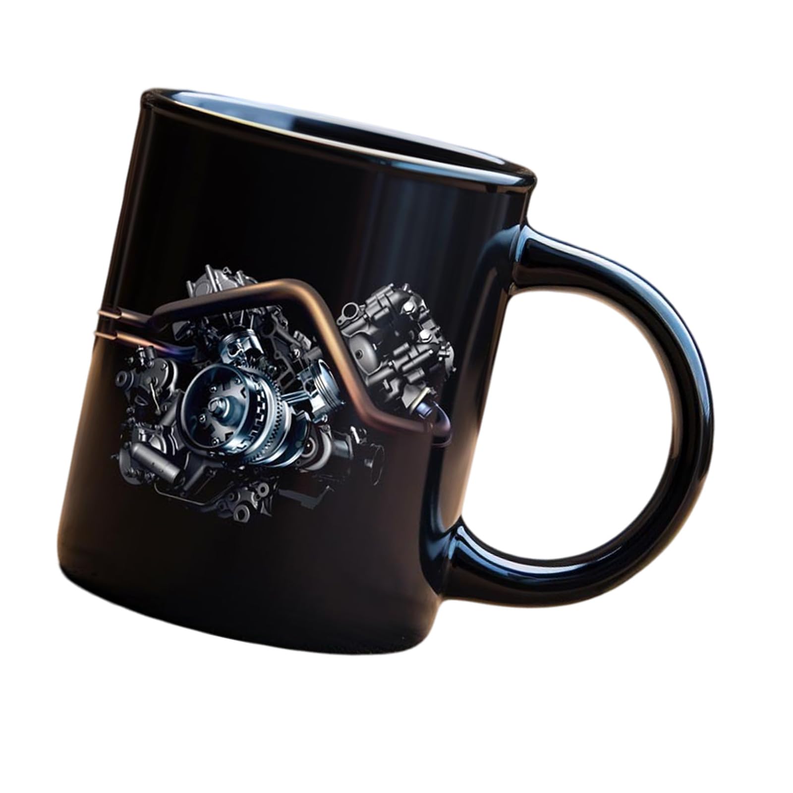 Sturdy Ceramic Coffee Cup Feature Unique Engine Design and Ergonomic Handle Technician Themed Mugs Engine Design Coffee Cup