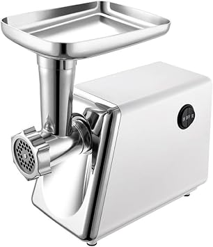 Electric Meat Grinder, MomglaTVT Meat Grinder 100V 500W Enteric Plunger Electric Mincer Stainless Steel Food Chopper Lightly Chop Fish Pork and More Meat Mining Circuit for Home Kitchen and Commercial White