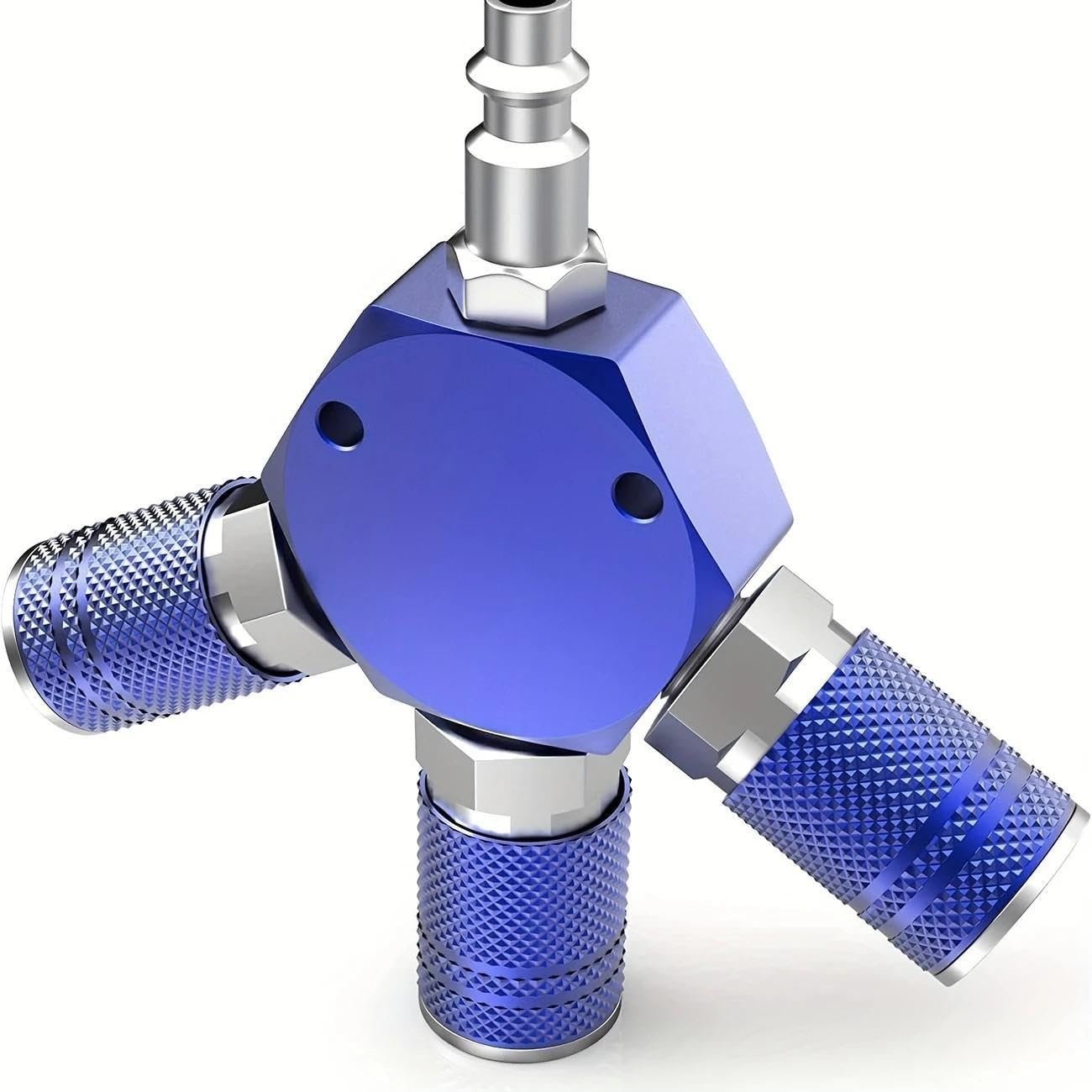 Air Splitter, 3-Way Manifold with 3 Pieces Industrial Coupler and Plug, Air Compressor Hose Accessories Quick Connect Fittings