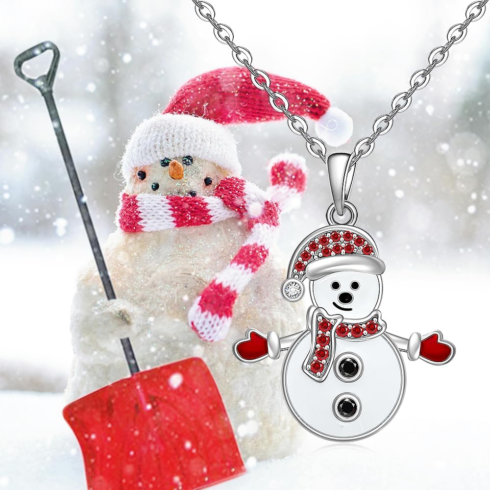 Christmas Necklace Snowman Necklace for Women Sterling Silver Cute Christmas Snowman Winter Holiday Xmas Jewelry Birthday Gifts - Image 6