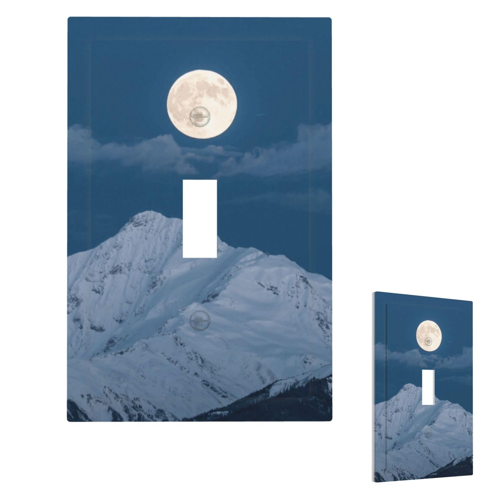 Fekiloot Single Toggle Moon Wall Plate Cover Modern Decorative 1 Gang Light Switch Cover Unbreakable Receptacle Outlet Covers For Living Room Bedroom Home Decor