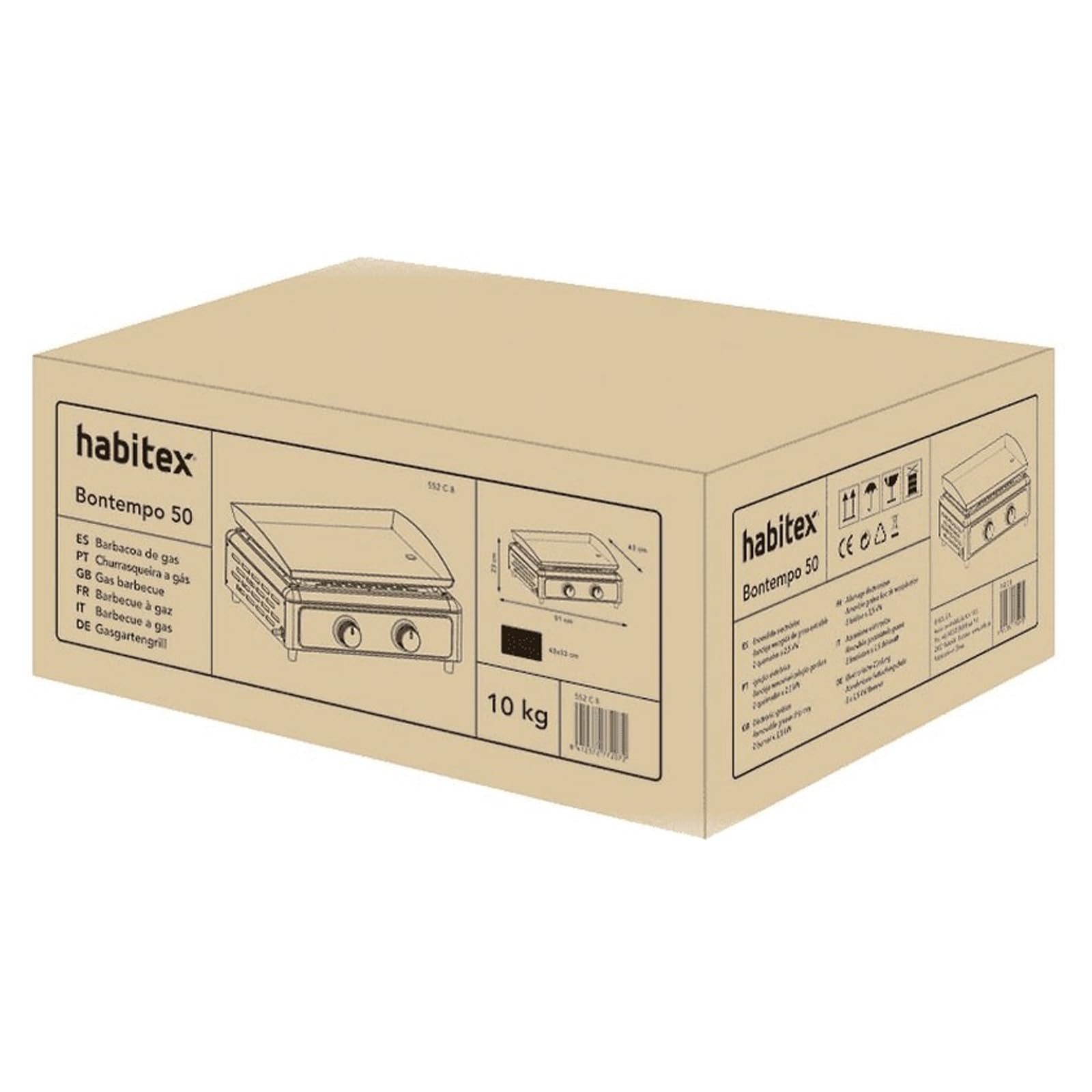 Habitex Barbacoa-Plancha Gas BT 50. 53x46x23 cm