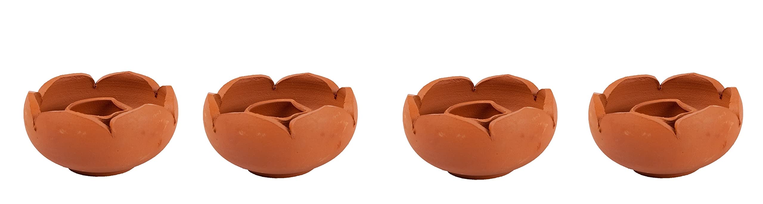 Village Decor Earthenware Diyas Lotus lamp (4 Qty Lotus lamp)-image-20