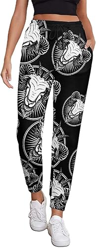 Baphomet Head Womens Sweatpants High Waisted Jogger Pants Trousers with Pockets