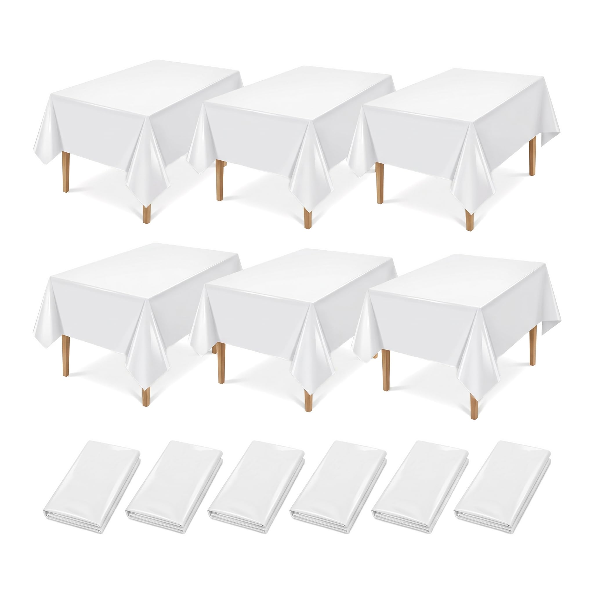 YDAKGUEY White Table Cloth, 6 Packs Rectangular Large Tablecloths, Table Covers for Parties Weddings and Festivals 137 X 274cm (54x108 Inch)