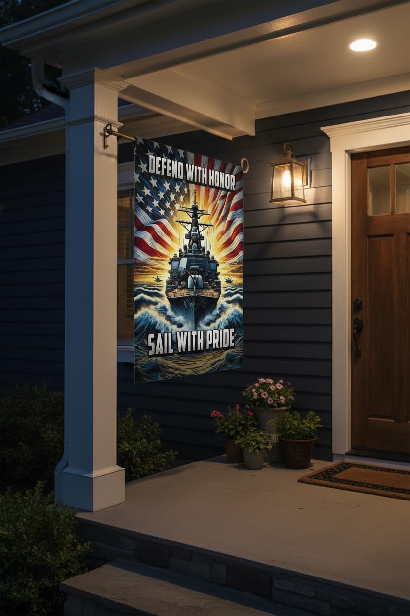 US Navy Garden Flag 12x18 Inch - Double Sided Patriotic Battleship Decor for Outdoor & Indoor, Weather Resistant for Veterans & Military Families - Image 4
