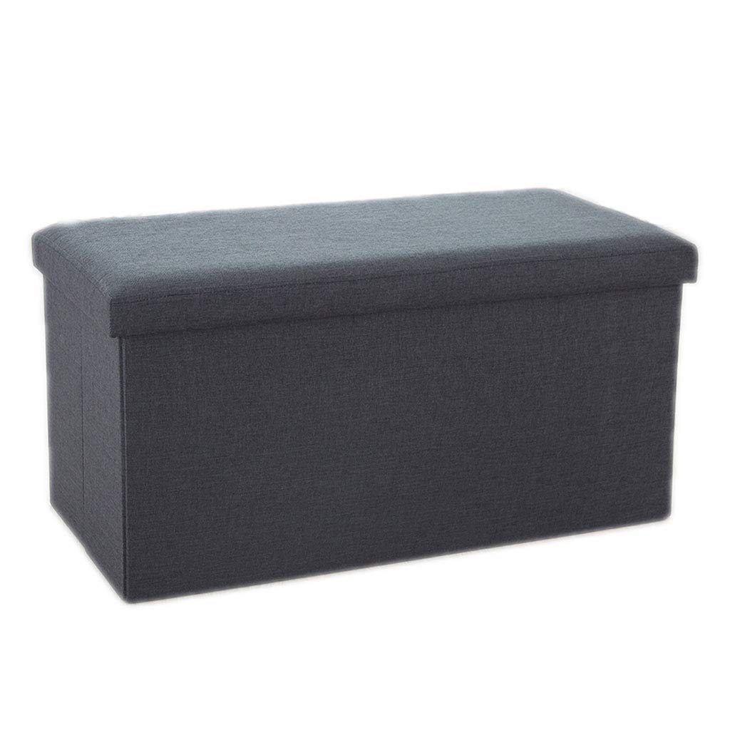 Tabouret de rangement pouf chaise repose-pieds cube gris foncé