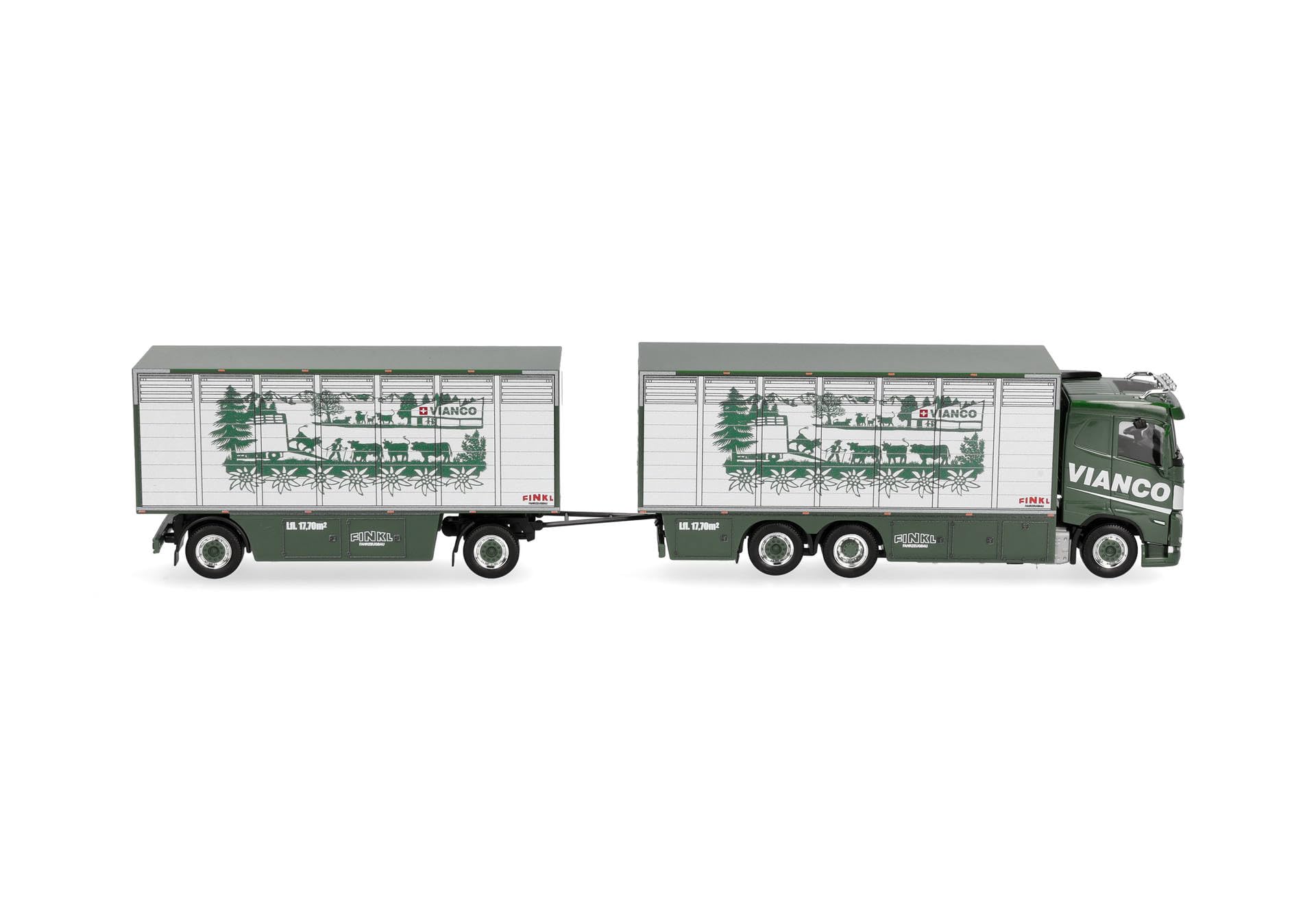 Herpa 320832 | Volvo FH GL FD 2020 | wózek transportowy dla bydła | Vianco (CH| 1:87