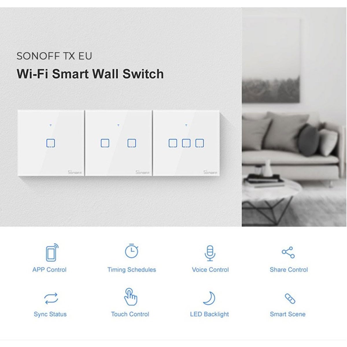 Sonoff Interruptor Táctil T2 2C WiFi marca