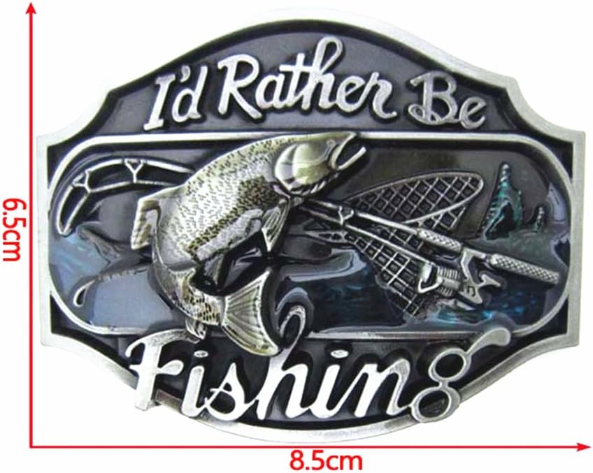 MASOP Western Style Funny Casual Belt Buckle I'd Rather Be Fishing - Image 3