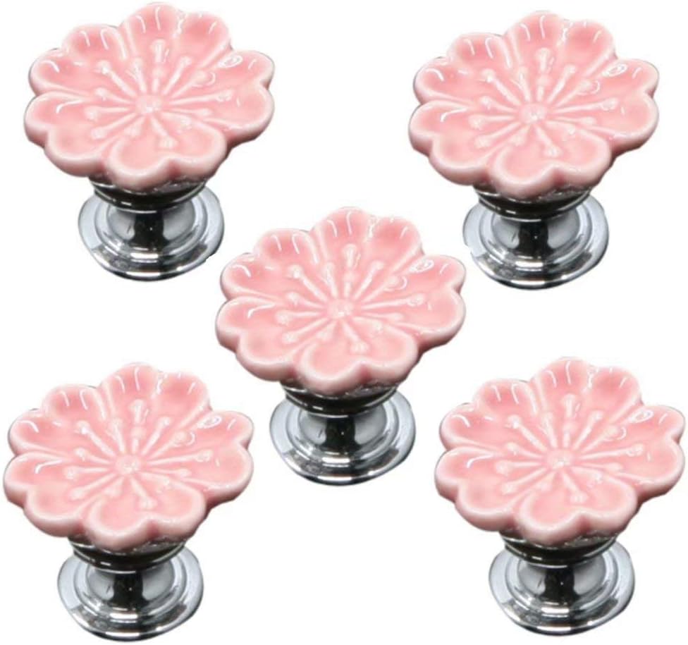 Furniture Handles ，5pcs Door Knob Cupboard Drawer Pull Handle Kitchen and Bathroom Cabinets, Wardrobe(Red)