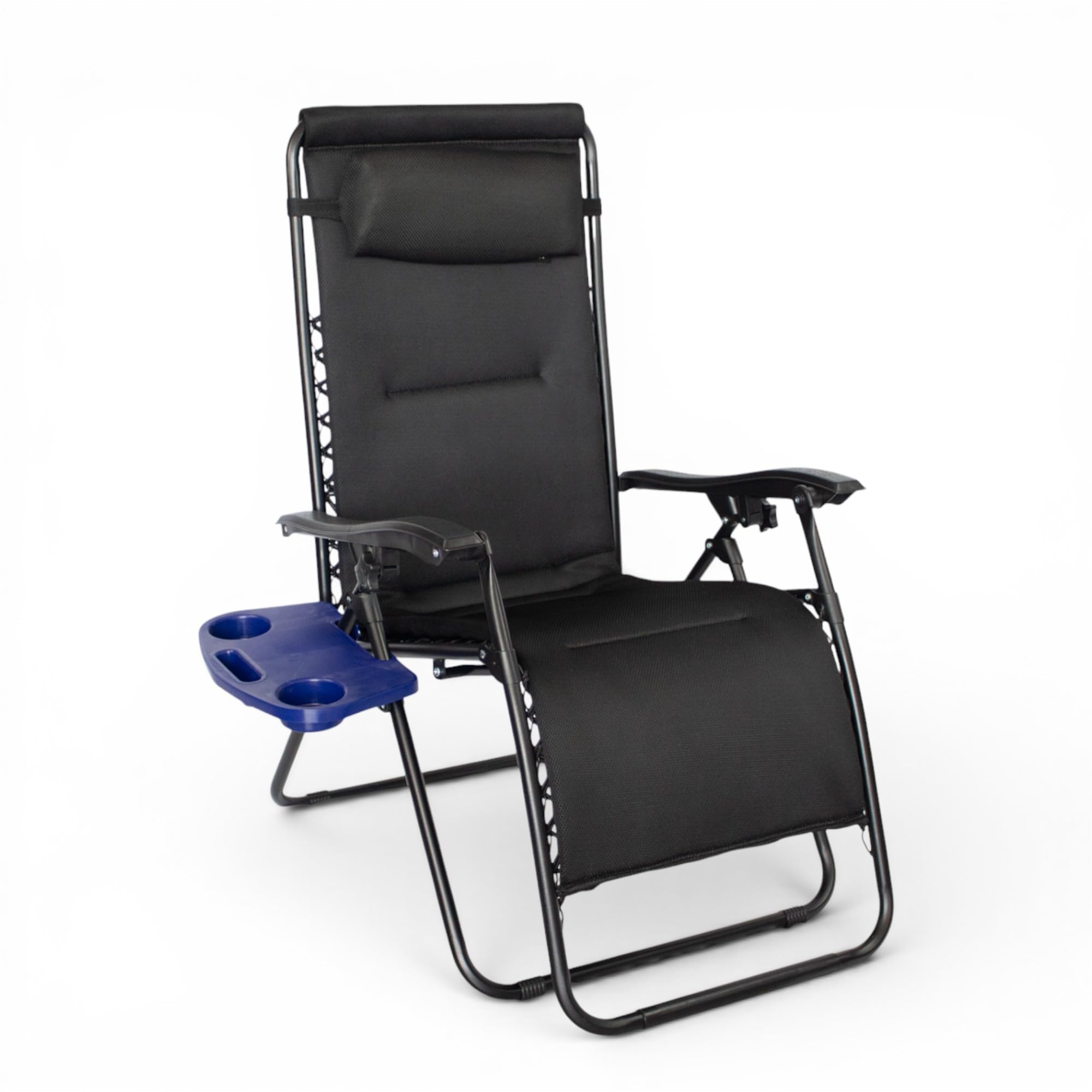 Pincho Tumbonas Jardin Exterior, Silla Plegable Camping, Silla Gravedad Cero, Hamaca Plegable con Acolchado 2 cm y Bandeja Extraíble - Acero Ligero, Respaldo Alto, Cojín Cervical, 110 kg