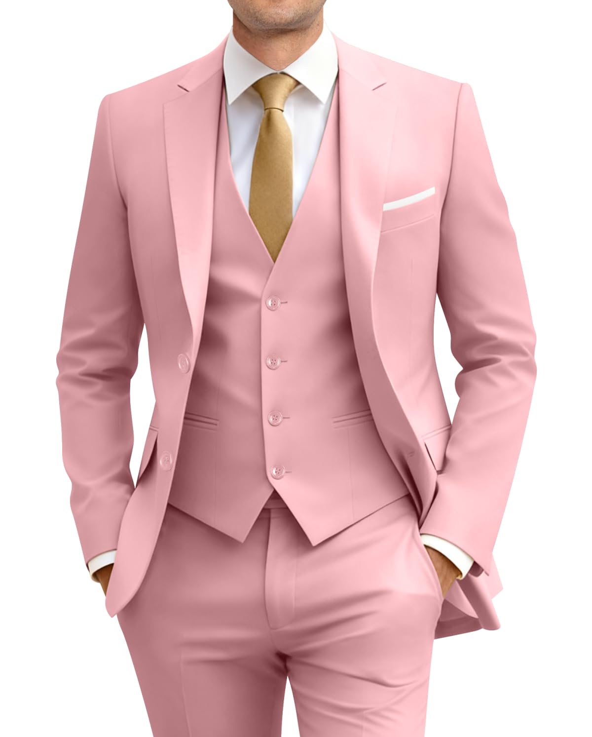 Men's Slim Fit 3 Piece Suit Set with Tie