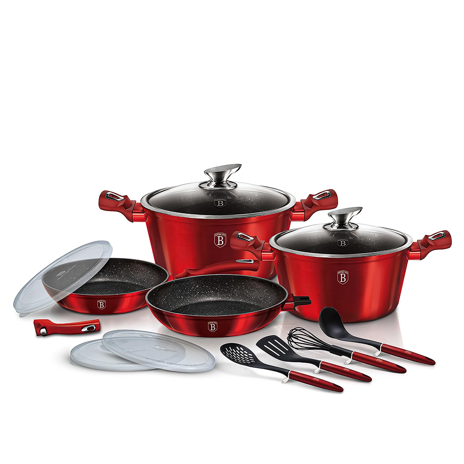 BerlingerHaus Metallic Line Kochtopfset 13-teilig Rot