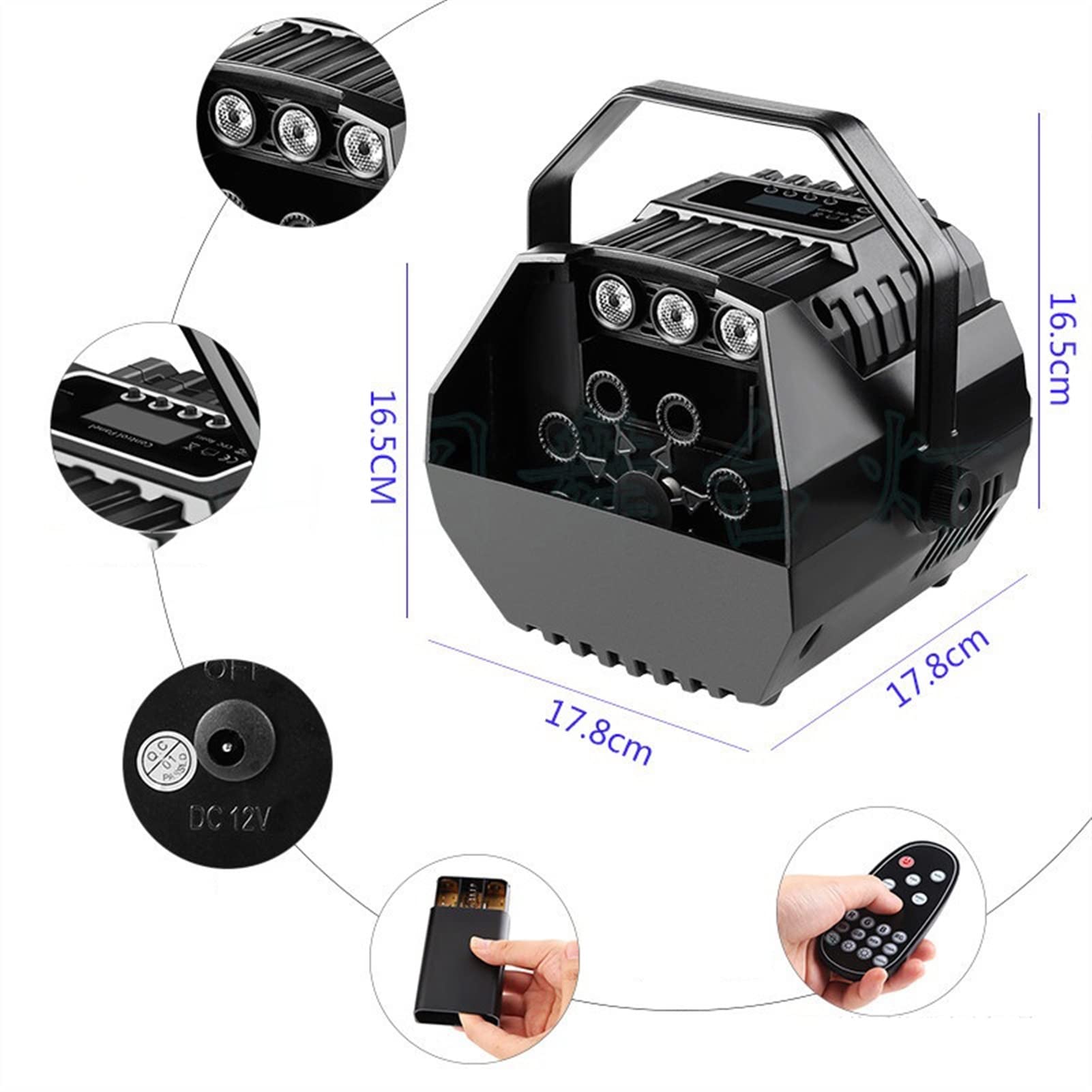 Seifenblasenmaschine Automatischer Blasengebläse tragbarer Bubble Maker LED Mini Bubble Machine Bühneneffekt Hochzeit Szene Romantische Blasendekoration Blasen für Hochzeiten