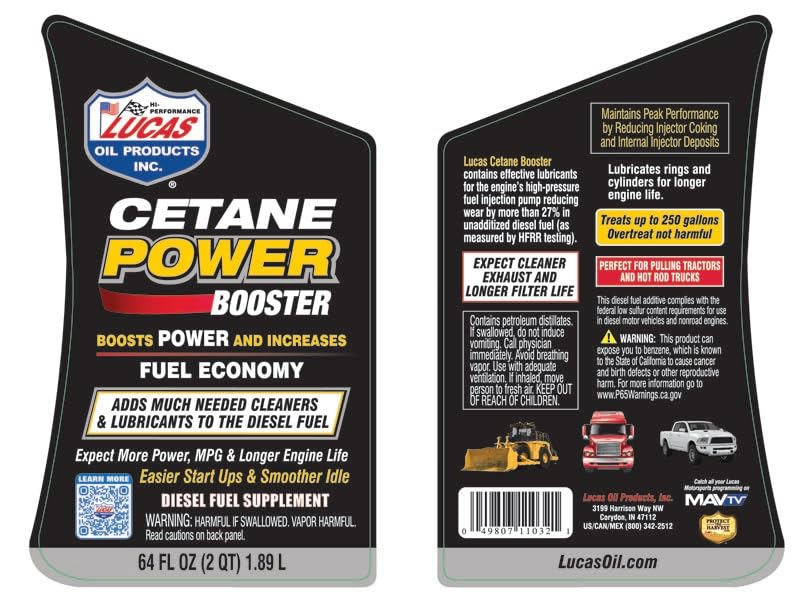 Amazon.com: Lucas Oil 11032 Cetane Power Booster - 64 Ounce