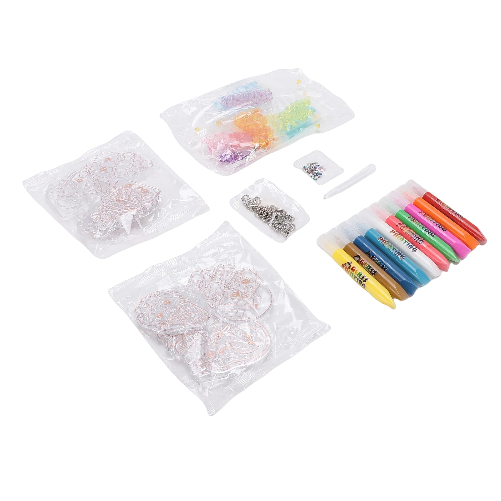 Kit de pintura con pegamento de cristal que no requiere horneado para un arte infantil seguro (W666-A Patrón de pastel de cuento de hadas)