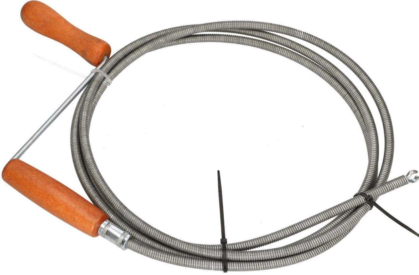 KOTARBAU Eje de limpieza de tuberías de diámetro de 9 mm, alambre de acero con resorte galvanizado, todos los tamaños, canal flexible, mango de madera, para todos los desagües (20 metros)