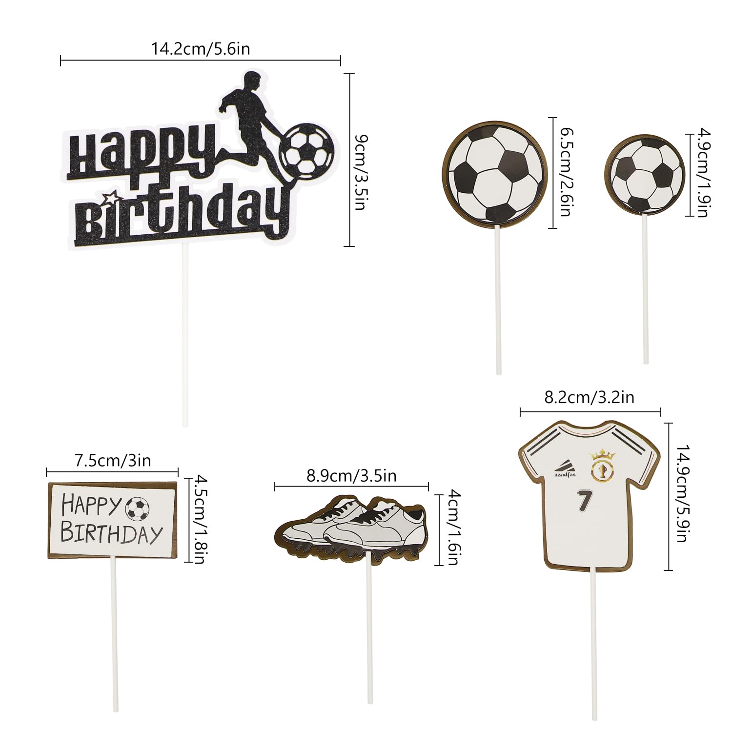 ALLY-MAGIC Fußball-Kuchen-Topper Set – 6 Stück Cupcake-Dekorationen Mit Trikots & Bällen Für Jungen-Geburtstag