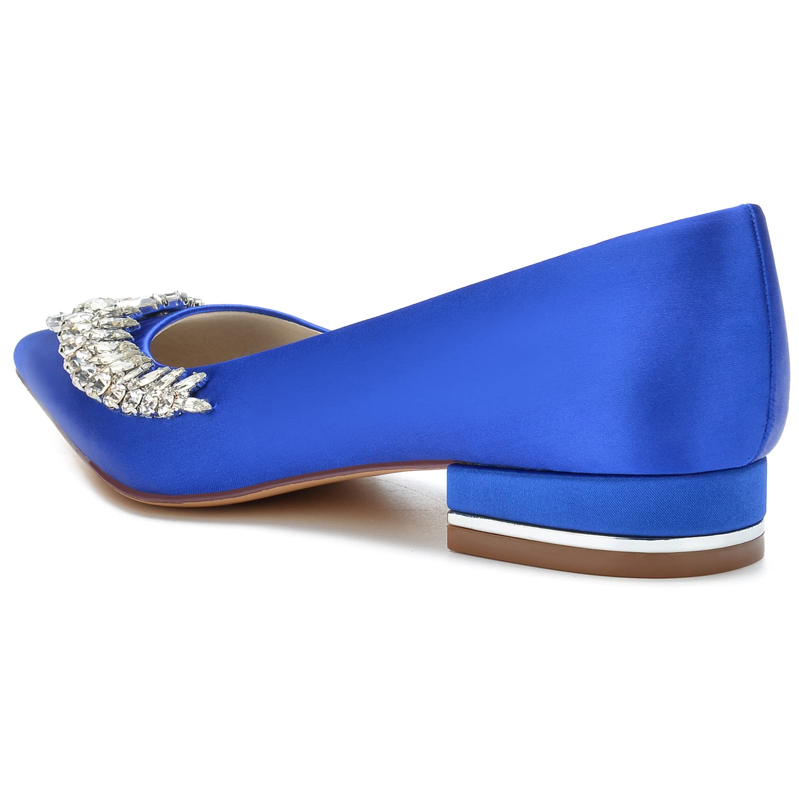 Zapatos de Satén con Broche Joya Punta Estilizada Tacón Bloque Bajo Fondo de Armario para Oficina o Look de Invitada