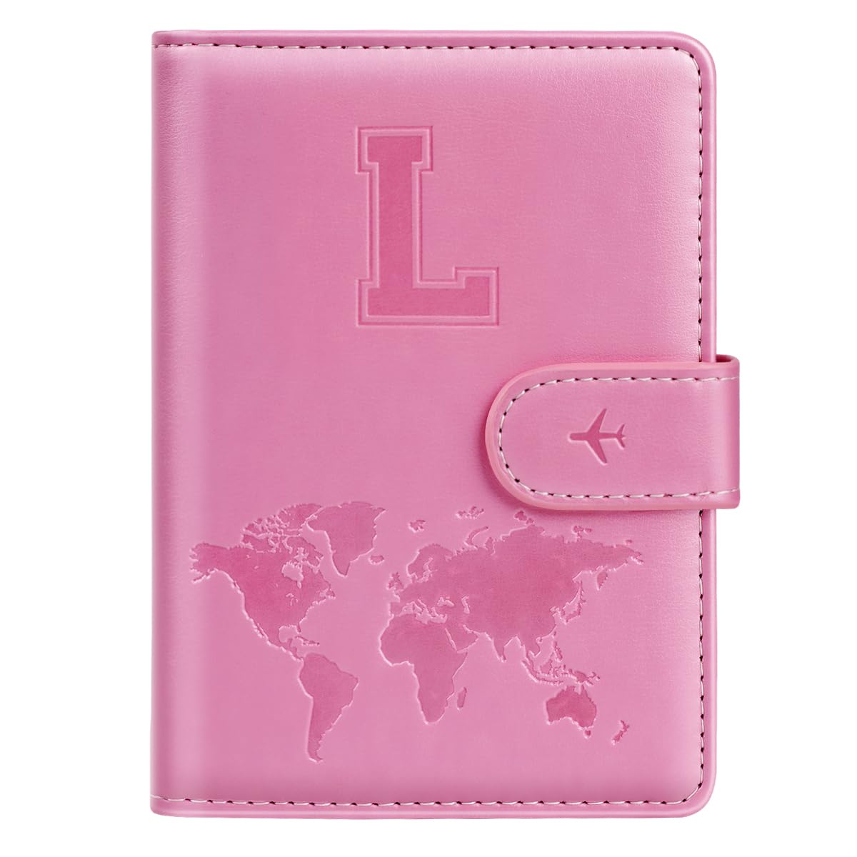 Passport Holder Cover Initail Letter A-Z Travel Wallet 13D Embossed Design RFID Blocking Card Holder Personalized Gift Passport Cover Wallet, Passport Book Holders for Women and Girls, Pink-L, Pink-L-image-18