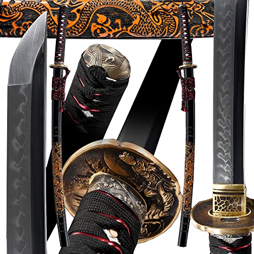 Battle Ready Katana,Samurai Sword Katana,Handmade Real Katana,1095/T10 High Carbon Steel Heat Tempered/Clay Tempered,Full Tang,Razor Sharp