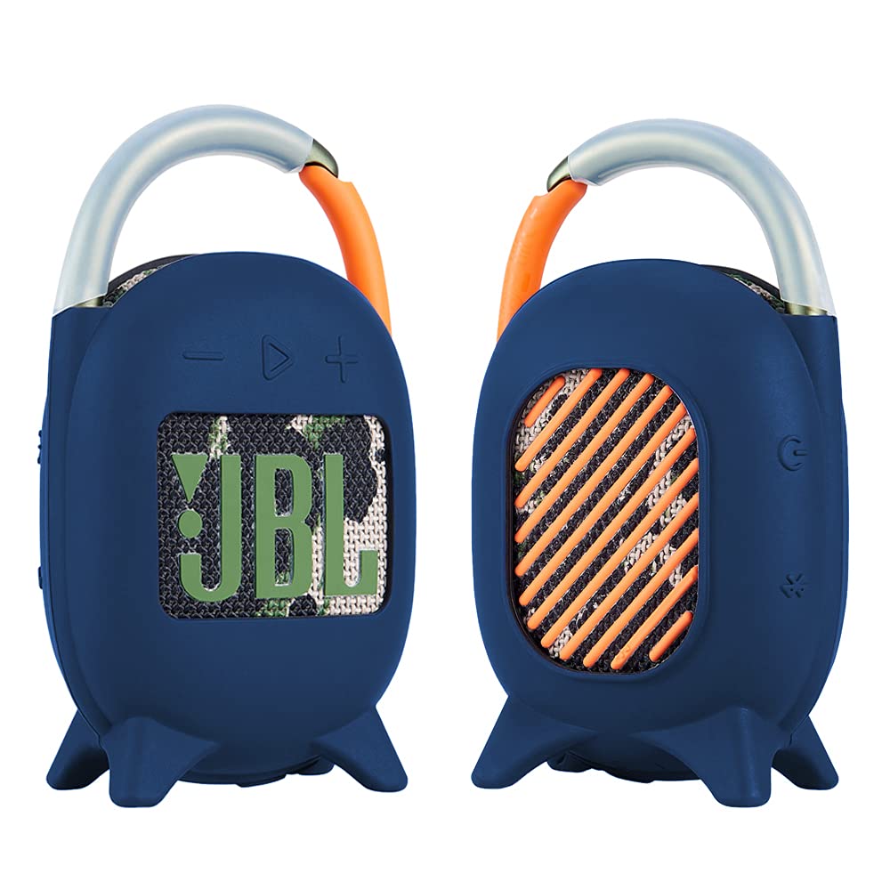 Seracle Protective Silicone Stand Up Carrying Case for JBL Clip 4 Portable Bluetooth Wireless Speaker (Blue)