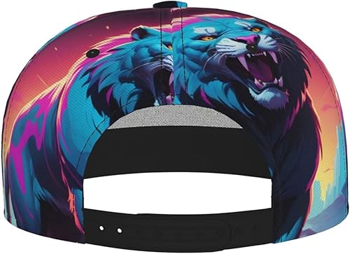 Miniatura 3 de Stylish Flat-Brim Baseball Cap Synthwave Sabertooth Pattern Moisture-Wicking and Breathable Suitable for Daily use Sports and Travel Black