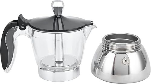 Tbest Estufa moderna transparente percolador acero inoxidable vidrio italiano 4 tazas cafetera de acero inoxidable cafetera olla cafetera