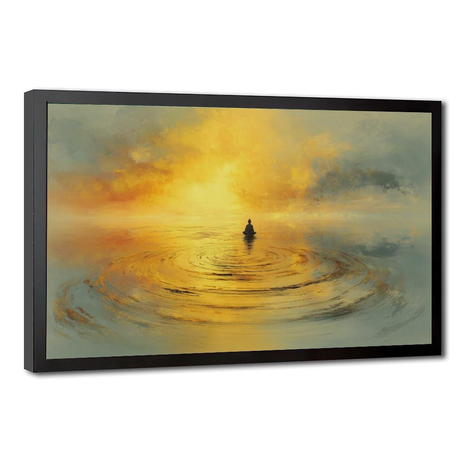 Pyberon Golden Buddha Statue Poster Canvas Poster Bedroom Decor Landscape Office Room Decor Gift 12" L X 18" W